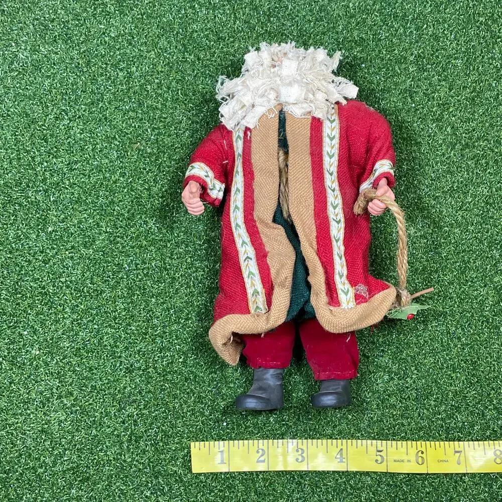 Vintage Handcrafted Rustic Christmas Santa Claus Fabric Doll 10